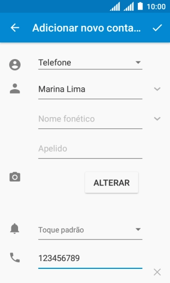 Pressione o ícone de salvar. Pressione o ícone de salvar.