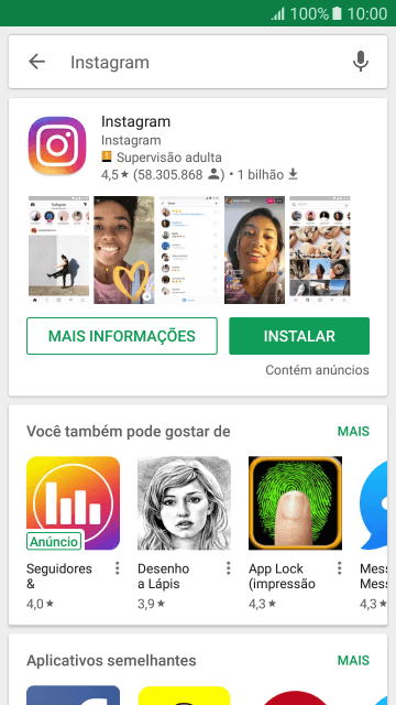 Pressione Instagram. Pressione Instagram.