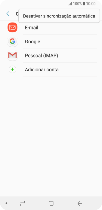Pressione Desativar sincronização automática. Pressione Desativar sincronização automática.