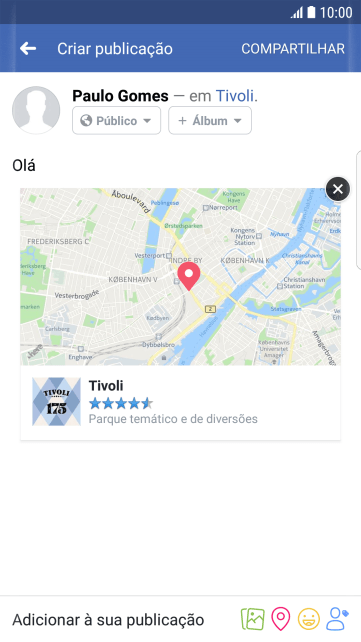 Digite o texto desejado, e pressione COMPARTILHAR. Digite o texto desejado, e pressione COMPARTILHAR.