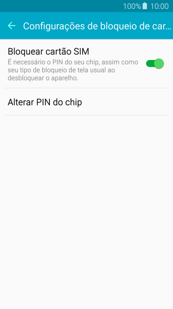 Pressione Bloquear cartão SIM para ativar ou desativar a função. Pressione Bloquear cartão SIM para ativar ou desativar a função.