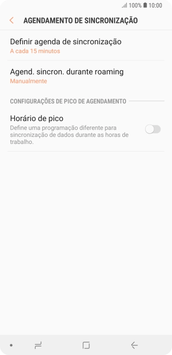 Pressione Definir agenda de sincronização. Pressione Definir agenda de sincronização.