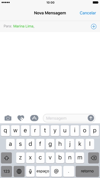 Se o destinatário puder receber iMessages, o texto iMessage irá aparecer no campo de escrever. Se o destinatário puder receber iMessages, o texto iMessage irá aparecer no campo de escrever.