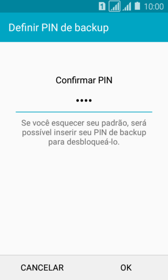 Digite o código PIN novamente e pressione OK. Digite o código PIN novamente e pressione OK.