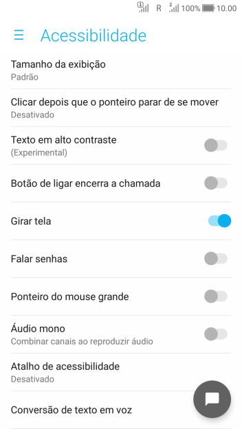 Pressione Conversão de texto em voz, e siga as indicações da tela para configurar a velocidade da fala. Pressione Conversão de texto em voz, e siga as indicações da tela para configurar a velocidade da fala.