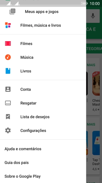 Pressione Configurações. Pressione Configurações.