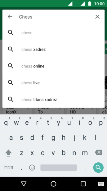 Insira o nome ou assunto do app desejado, e pressione o ícone de busca. Insira o nome ou assunto do app desejado, e pressione o ícone de busca.