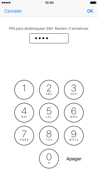 Digite um código PIN de quatro cifras e pressione OK. O código PIN padrão é 1010. Digite um código PIN de quatro cifras e pressione OK. O código PIN padrão é 1010.