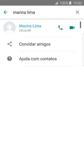 Pressione o ícone de chamada de voz para realizar uma chamada de voz para o contato. Pressione o ícone de chamada de voz para realizar uma chamada de voz para o contato.
