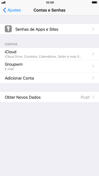 Pressione o nome da conta de e-mail que você acabou de criar. Pressione o nome da conta de e-mail que você acabou de criar.