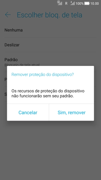 Pressione Sim, remover. Pressione Sim, remover.