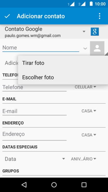 Pressione Escolher foto. Pressione Escolher foto.