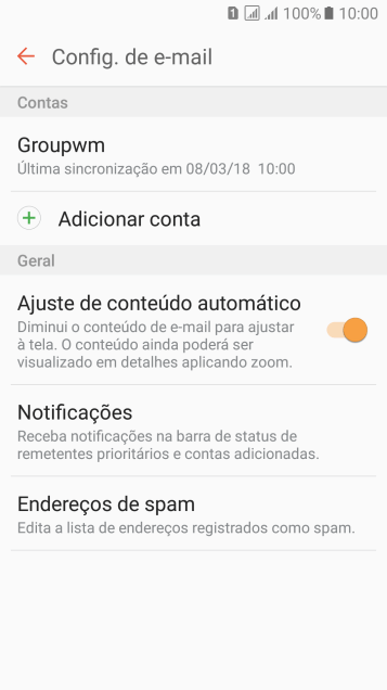 Pressione a conta de e-mail desejada. Pressione a conta de e-mail desejada.