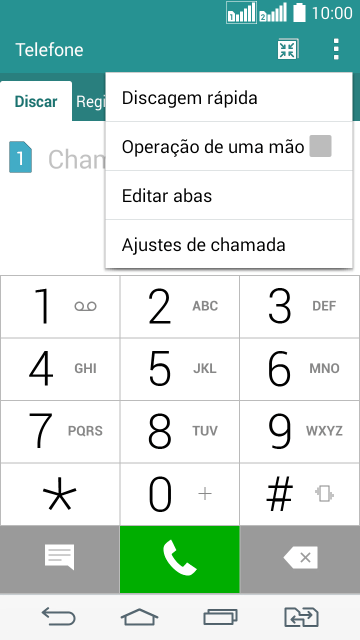 Pressione Ajustes de chamada. Pressione Ajustes de chamada.