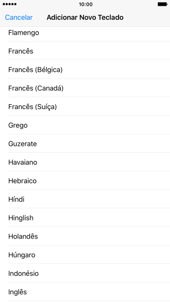Pressione o idioma desejado para adicioná-lo. Pressione o idioma desejado para adicioná-lo.