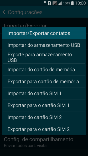 Pressione Importar do cartão SIM ‹›. Pressione Importar do cartão SIM ‹›.