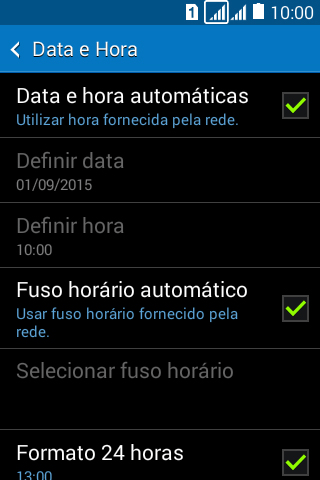 Pressione Data e hora automáticas para ativar a função. Pressione Data e hora automáticas para ativar a função.