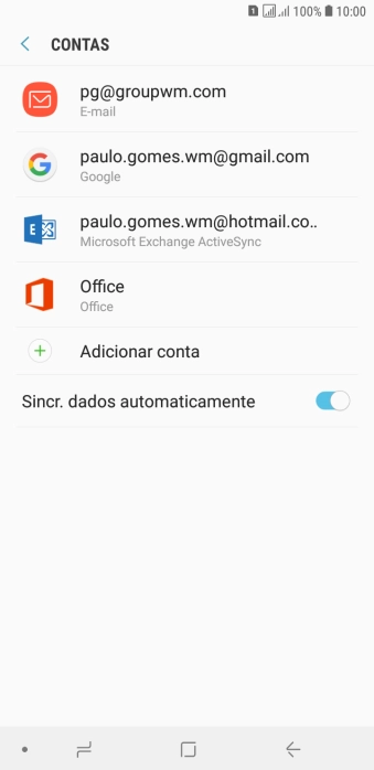 Se a tela mostrar essa imagem, sua conta foi reconhecida e configurada automaticamente. Siga as instruções da tela para inserir mais informações e finalizar a configuração. Se a tela mostrar essa imagem, sua conta foi reconhecida e configurada automaticamente. Siga as instruções da tela para inserir mais informações e finalizar a configuração.