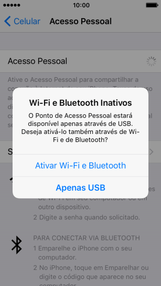 Pressione Ativar Wi-Fi e Bluetooth. Pressione Ativar Wi-Fi e Bluetooth.
