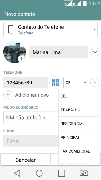 Pressione o tipo de número desejado. Pressione o tipo de número desejado.