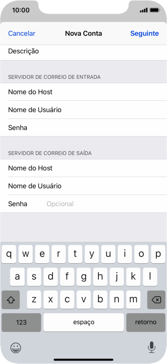 Pressione Senha, e digite a senha do servidor de saída de e-mail do seu mail- provedor. Pressione Senha, e digite a senha do servidor de saída de e-mail do seu mail- provedor.