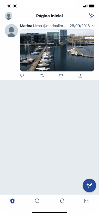 Pressione o ícone de novo tweet. Pressione o ícone de novo tweet.