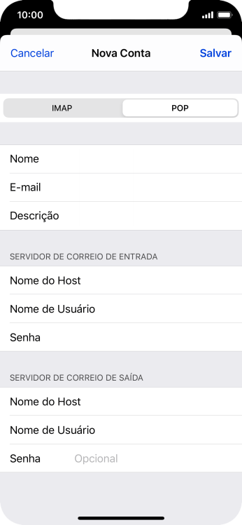 Pressione Senha e digite a senha da sua conta e-mail. Pressione Senha e digite a senha da sua conta e-mail.