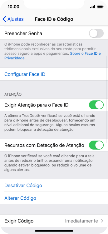 Pressione Desativar Código, e digite o código de bloqueio do celular. Pressione Desativar Código, e digite o código de bloqueio do celular.