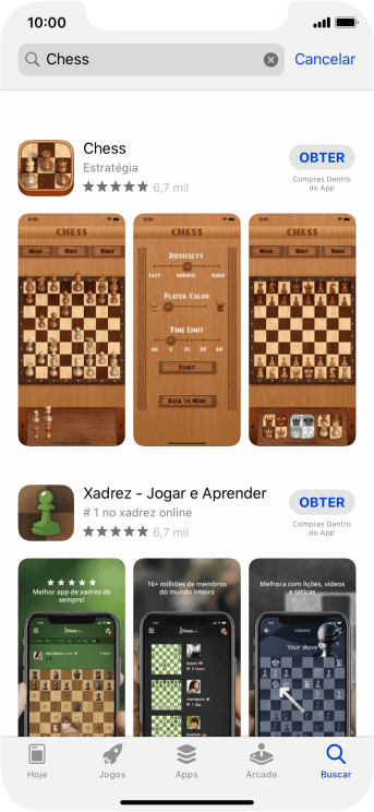 Pressione o app desejado. Pressione o app desejado.