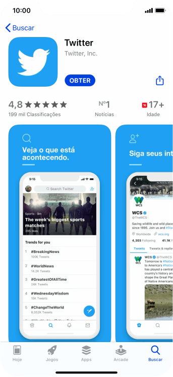 Pressione OBTER e siga as indicações da tela para instalar o app. Pressione OBTER e siga as indicações da tela para instalar o app.