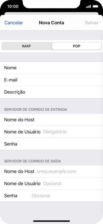 Pressione Nome de Usuário, e digite o nome de usuário da sua conta e-mail. Pressione Nome de Usuário, e digite o nome de usuário da sua conta e-mail.