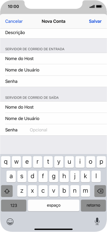 Pressione Senha, e digite a senha do servidor de saída de e-mail do seu mail- provedor. Pressione Senha, e digite a senha do servidor de saída de e-mail do seu mail- provedor.