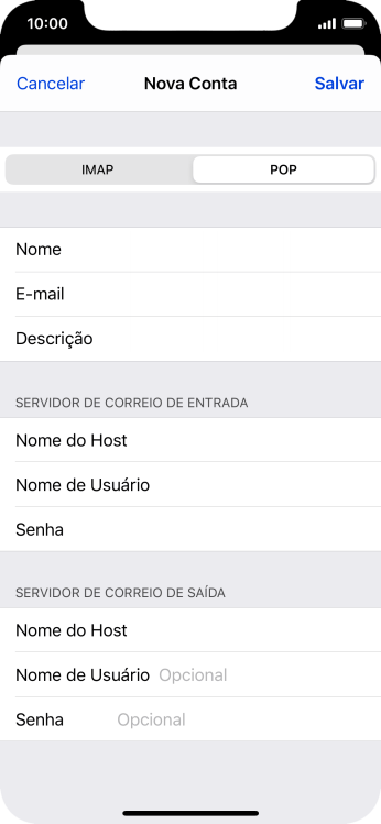 Pressione Nome de Usuário, e digite o nome de usuário da sua conta e-mail. Pressione Nome de Usuário, e digite o nome de usuário da sua conta e-mail.