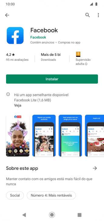 Pressione Instalar, e siga as indicações da tela para instalar o app. Pressione Instalar, e siga as indicações da tela para instalar o app.
