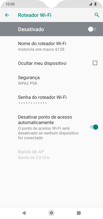 Pressione Senha do roteador Wi-Fi. Pressione Senha do roteador Wi-Fi.