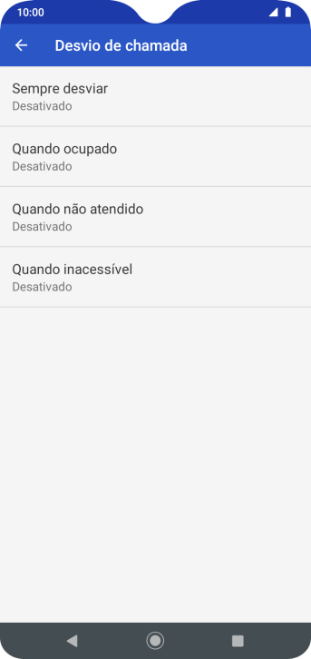 Pressione o tipo de encaminhamento desejado. Pressione o tipo de encaminhamento desejado.