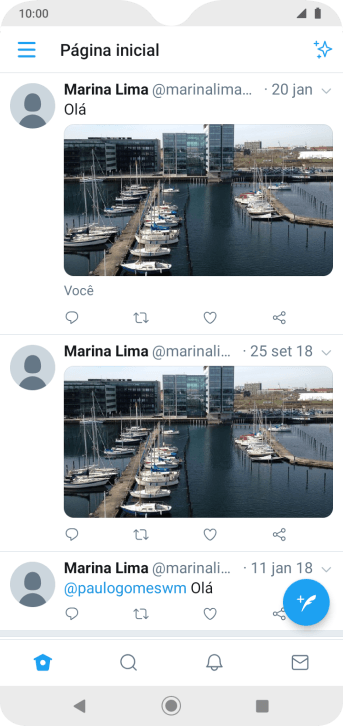 Pressione o ícone de novo tweet. Pressione o ícone de novo tweet.