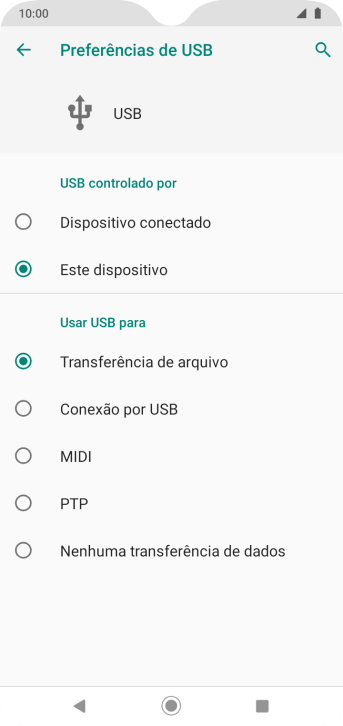 Pressione Transferência de arquivo. Pressione Transferência de arquivo.