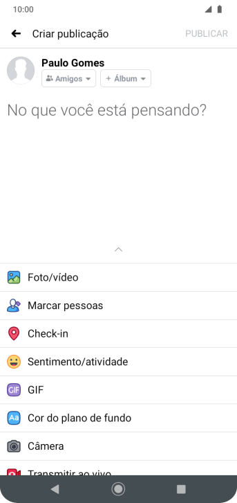 Pressione o campo de escrever, e digite a atualização desejada. Pressione o campo de escrever, e digite a atualização desejada.