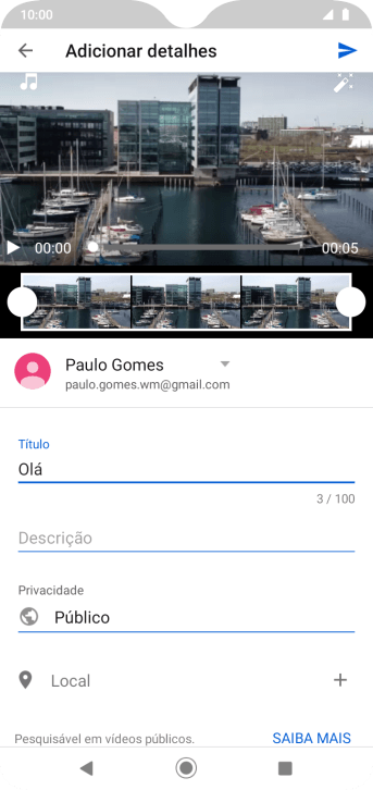 Escreva o texto desejado, e pressione o ícone de upload. Escreva o texto desejado, e pressione o ícone de upload.