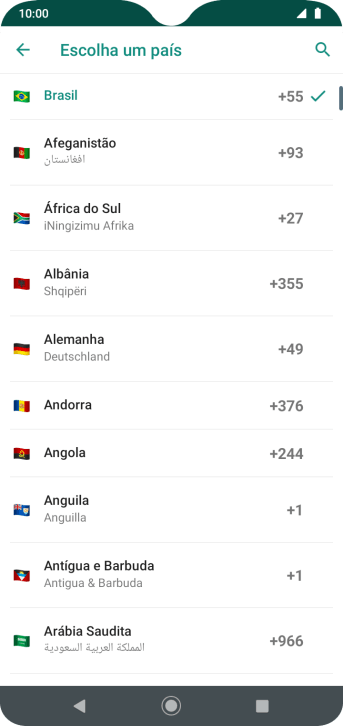 Pressione o país desejado. Pressione o país desejado.