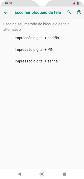 Pressione a configuração desejada, e siga as instruções da tela para criar um código extra. Pressione a configuração desejada, e siga as instruções da tela para criar um código extra.