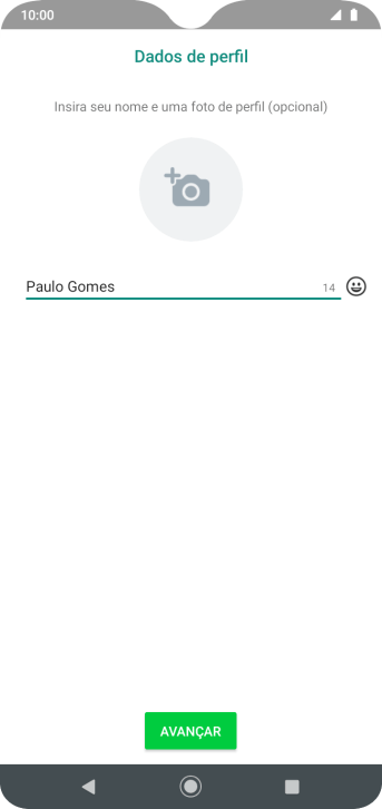 Digite o nome do usuário, e pressione AVANÇAR. Digite o nome do usuário, e pressione AVANÇAR.