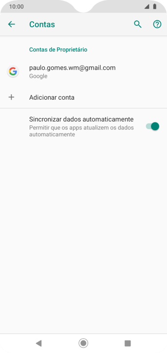 Pressione Adicionar conta. Pressione Adicionar conta.