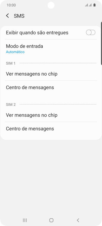 Pressione Centro de mensagens abaixo do chip desejado. Pressione Centro de mensagens abaixo do chip desejado.