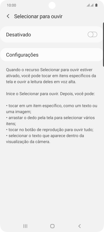 Pressione o indicador para ativar a função. Pressione o indicador para ativar a função.