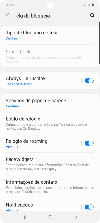Pressione Tipo de bloqueio de tela. Pressione Tipo de bloqueio de tela.