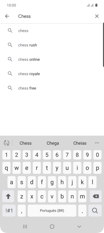 Insira o nome ou assunto do app desejado, e pressione o ícone de busca. Insira o nome ou assunto do app desejado, e pressione o ícone de busca.