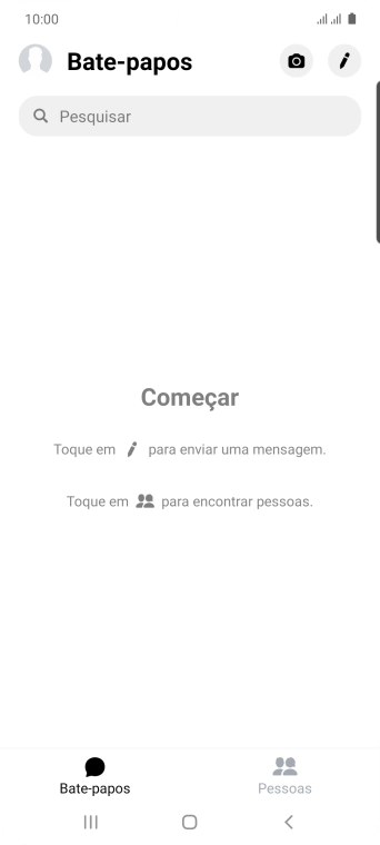 Pressione o ícone de nova mensagem. Pressione o ícone de nova mensagem.