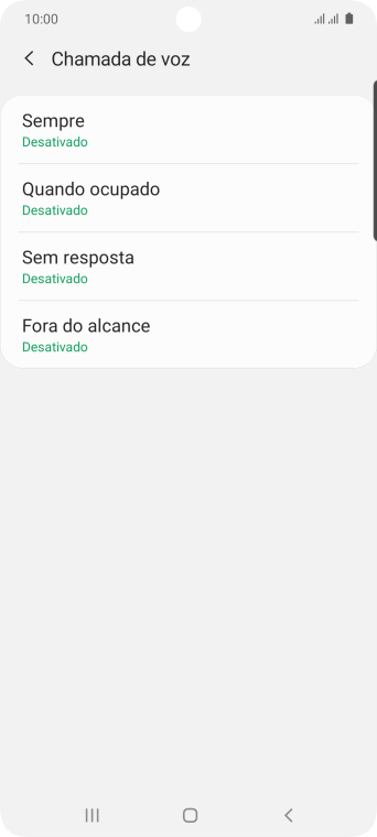 Pressione o tipo de encaminhamento desejado. Pressione o tipo de encaminhamento desejado.